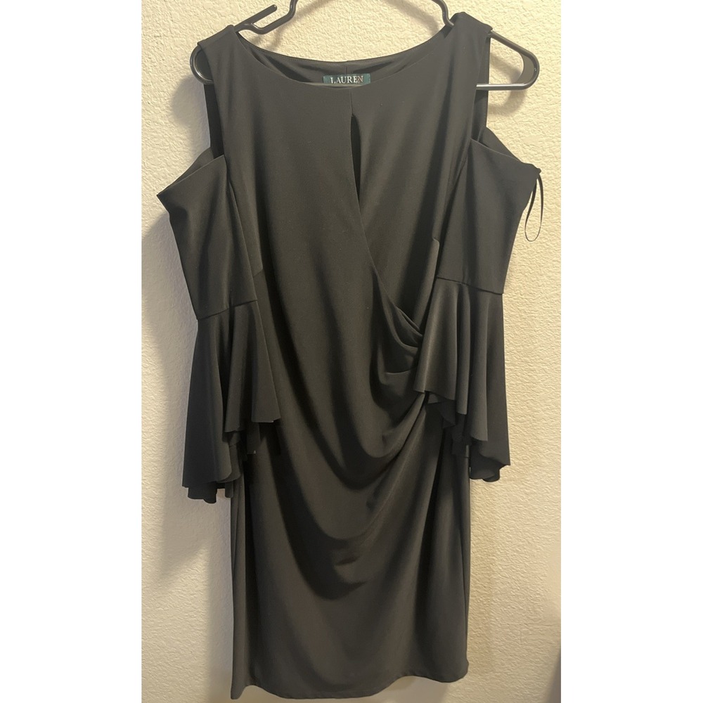 Lauren Ralph Lauren size‎ 8 women's black dress cold shoulder Bell Sleeves